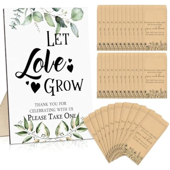 101 Pcs Bridal Shower Favors for Guests Wedding Wooden Sign 100 Bridal Shower Seed Packet Self Adhesive Seed Packets for Wedding Party Favors$$Home Decor, Kitchen, & Other