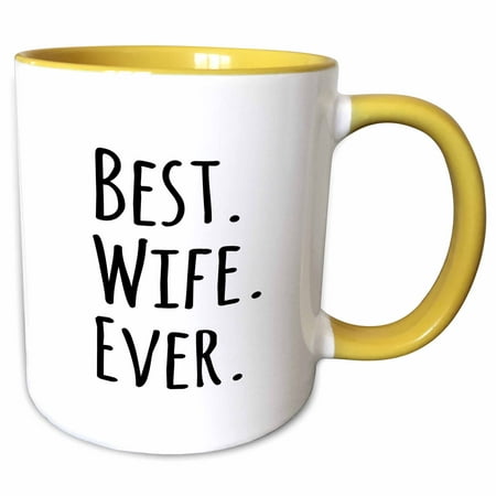 Romantic Christmas Gifts For Her 3dRose Best Wife Ever - fun romantic married wedded love gifts for her for anniversary or Valentines day - Two Tone Yellow Mug, 11-ounce ()