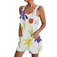 thumbnail image 1 of Gibobby pantalones deportivos Mono de un hombro con cordones y bolsillos con estampado de flores de talla grande para mujer(Amarillo， S), 1 of 4