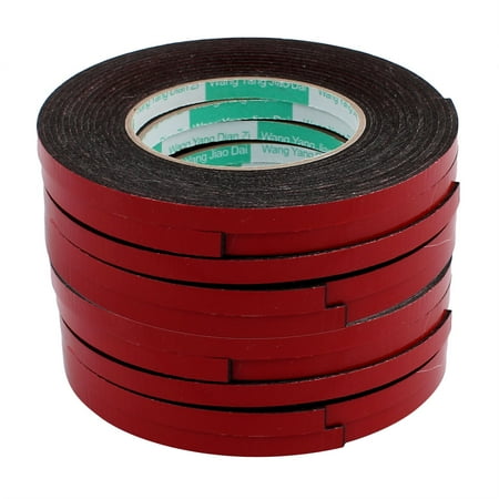 10pcs 8x2mm Dual-side Adhesive Shockproof Sponge Foam Tape 5M Length Red Black