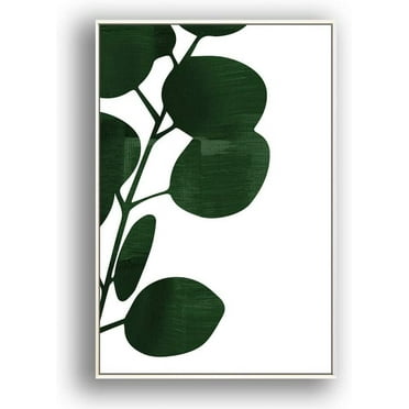 IDEA4WALL Framed Canvas Print Wall Art Black & Gray Leaf Silhouette Geometric Shapes Illustrations Modern Art Chic Colorful for Living Room, Bedroom, Office - 16"x24" White