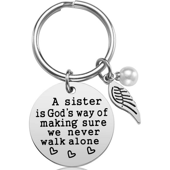 yeuweold Sister Gift - A Sister is God's Way of Making Sure We Never Walk Alone Sister Keychain Sister Jewelry Christmas Birthday Gifts for Sisters from Sister