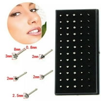 K-KED 60pcs 20G Stainless Steel Nose Ring Ear Bone Needle Stud Body Piercing Jewe-qy_