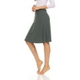 thumbnail image 3 of BGDK Women's Basic Plain Stretchy Ribbed 29 Inch Length A-Line Skirt black xx large, 3 of 5