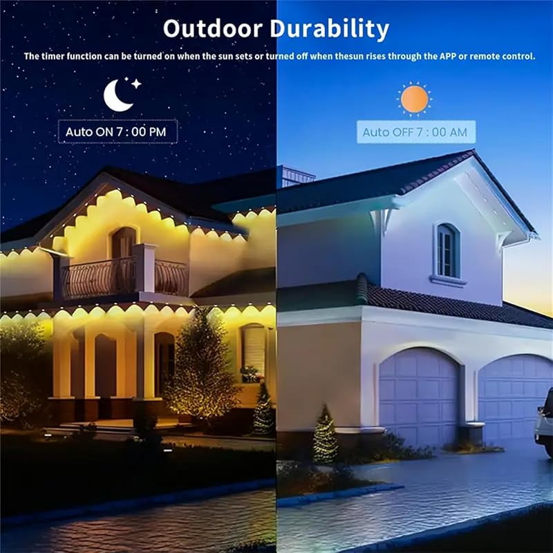 140FT Permanent Outdoor RGB Lights,Waterproof Smart LED Eaves Lights with App/Remote Control,for Christmas and All Holiday Decor,Daily and Accent Lighting,House Roof and Garden Lighting