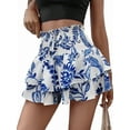 thumbnail image 2 of Women'S High Waist Ruffle Mini Shorts Cute Tiered Short Shorts with Shorts Underneath Blue M, 2 of 8