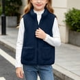 thumbnail image 5 of OGLCCG Girls Sherpa Fleece Vest Kids Full Zip Fuzzy Sleeveless Jacket with Pockets Lightweight Soft Warm Winter Coat(Navy,12-13 Years), 5 of 8