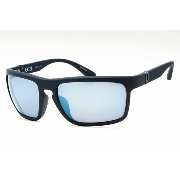 Police SPLF63 06QS Men's Matte Dark Blue Plastic Frame Sunglasses