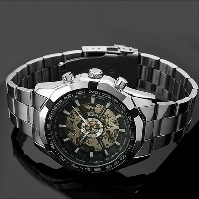 Reloj de cuarzo para hombre, relojes para hombre, relojes automáticos esqueléticos para hombre, reloj de pulsera de acero inoxidable, el reloj