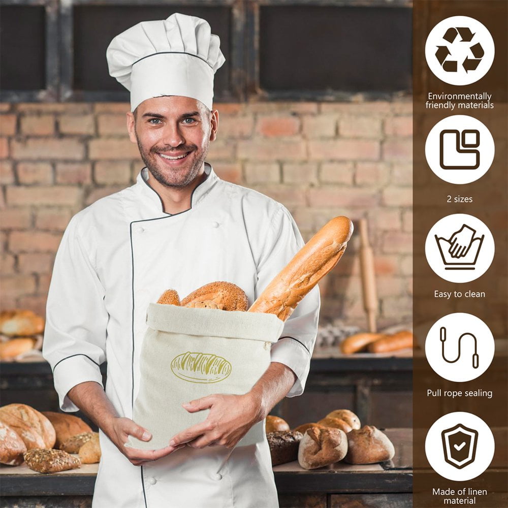 4 Pcs Linen Bread Bags Rustic Drawstring Bread Storage Bags Reusable Loaf Bags Washable Pastries Bags Durable Food Storage Bag Wedding Gift for Homemade Bread Bakery Walmart
