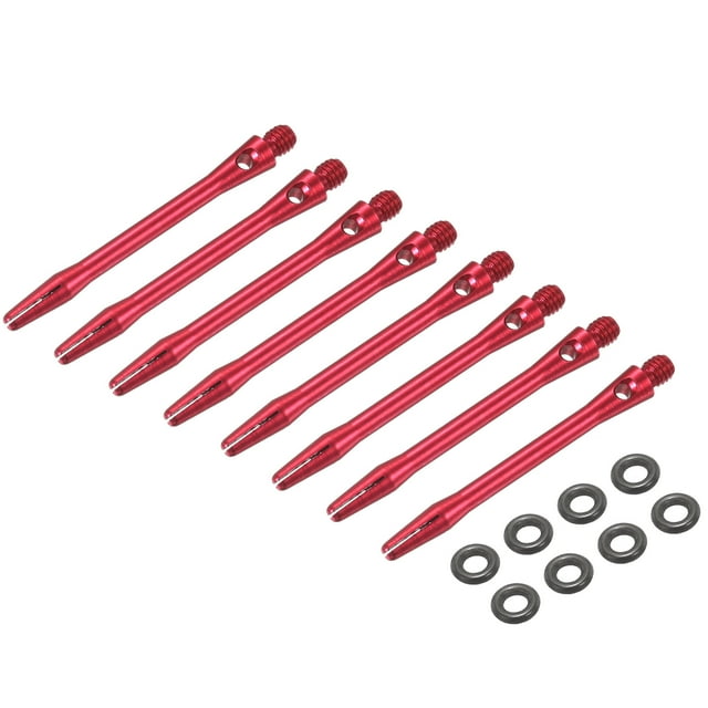 Uxcell 8Pcs Aluminum Dart Shafts 2BA Thread Dart Stems Replacement Accessories with Rubber Rings for Steel Tip Red 48mm