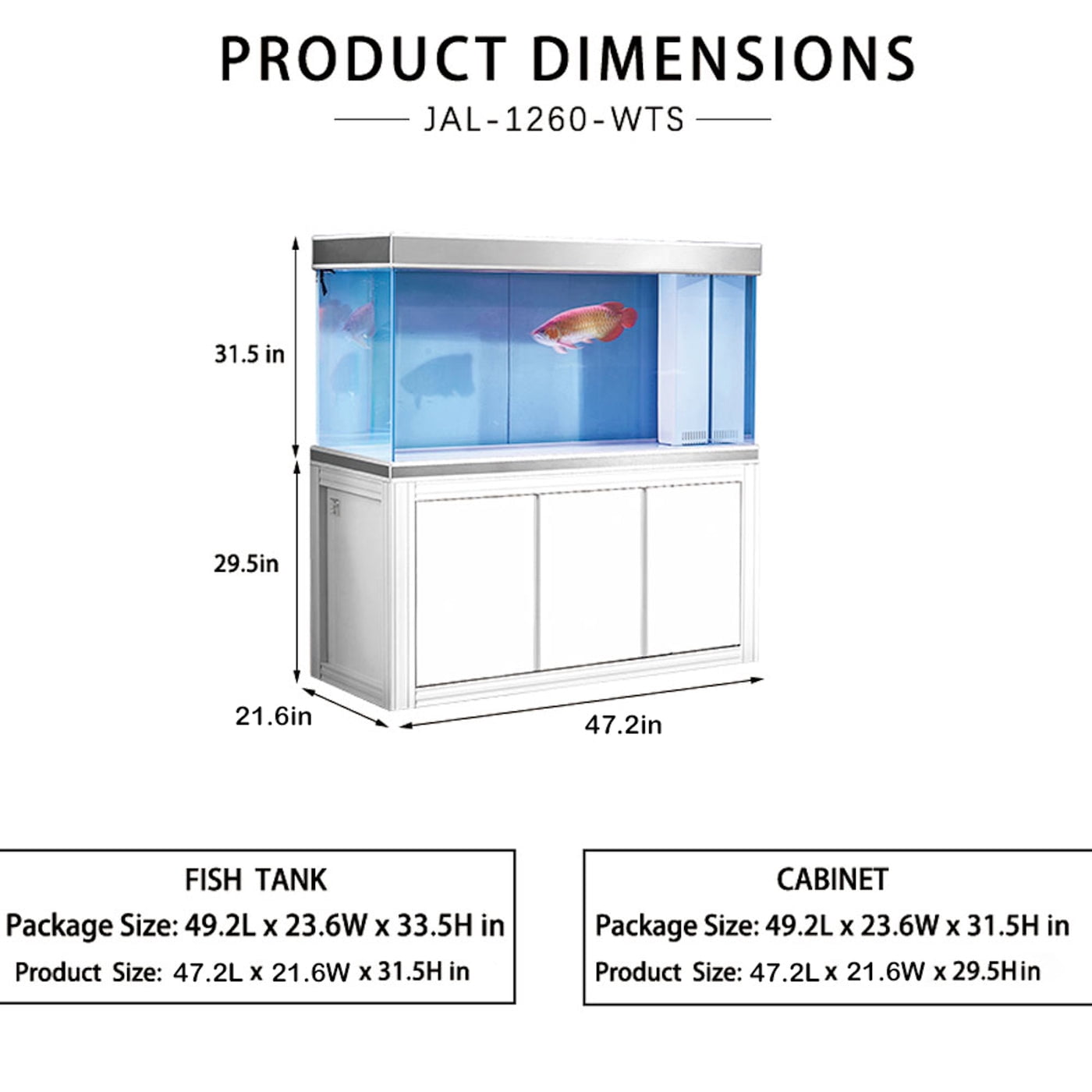 Aqua Dream 145 Gallon Tempered Glass Aquarium with Cabinet, White