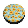 thumbnail image 3 of Coaee White Polka Dot Sunflower For Car Tire Sun Shield Spare Tire Protective Cover 14-17in For Suv, Truck, Jeep Waterproof Dustproof Thickening - 15 Inch, 3 of 8