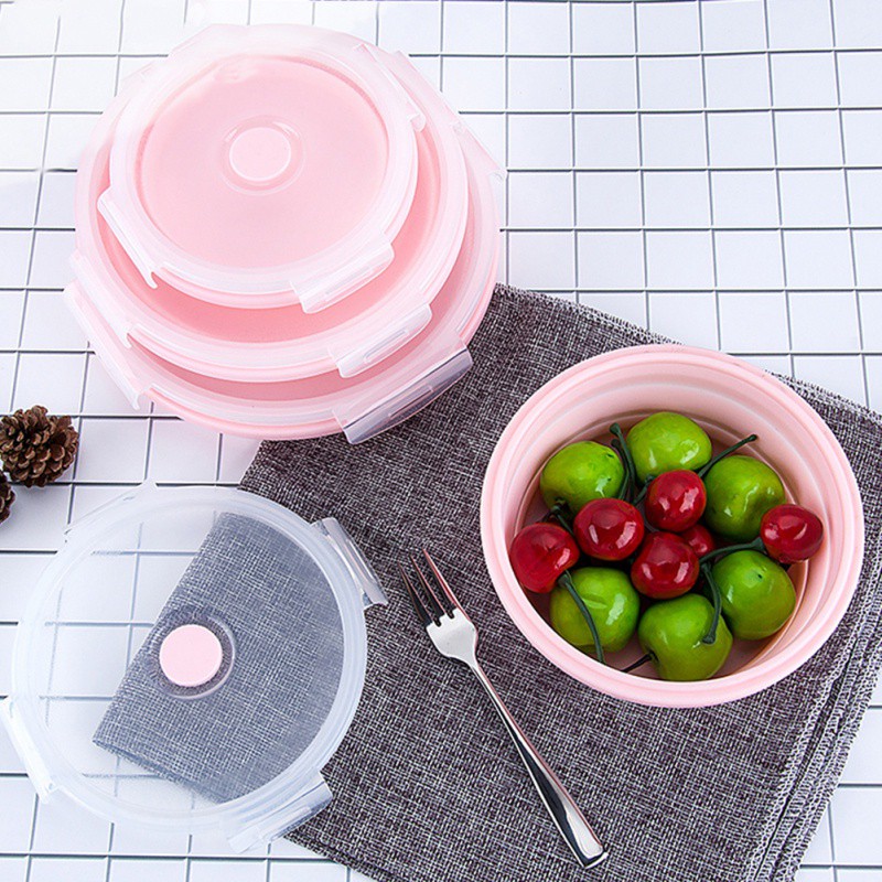 Silicone Collapsible Food Storage Containers Bowls with Lids 350ml