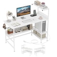 thumbnail image 1 of Costway 48" Computer Desk with Power Outlets, Storage Shelves, Headphone Hook for Gaming White, 1 of 10
