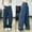 Blue, variant on MHFRRA Stylish Women's Jeans Trousers Casual High Waist Loose Cargo Pants with Pockets