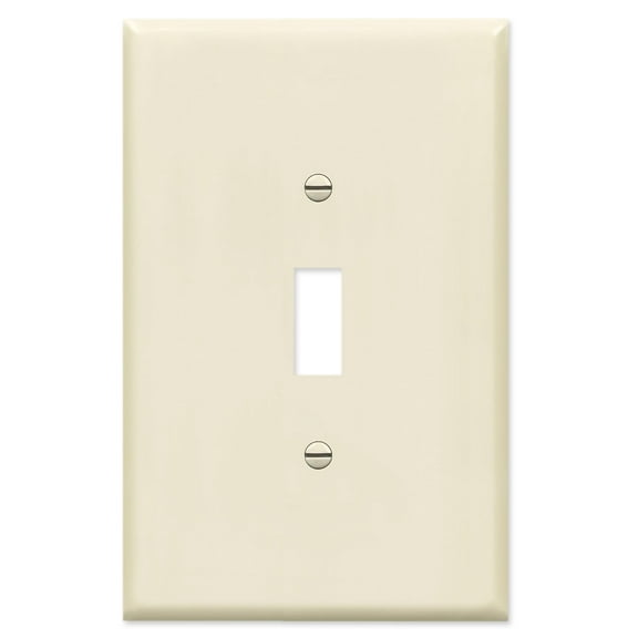 OVERSIZED 1 Gang Toggle Metal Light Switch Cover - Ivory - One Gang Wall Plate for Toggle Style Light Switches, Stamped Steel Painted Beige with gloss finish, Made in USA, UL Listed, 5.5 x 3.5