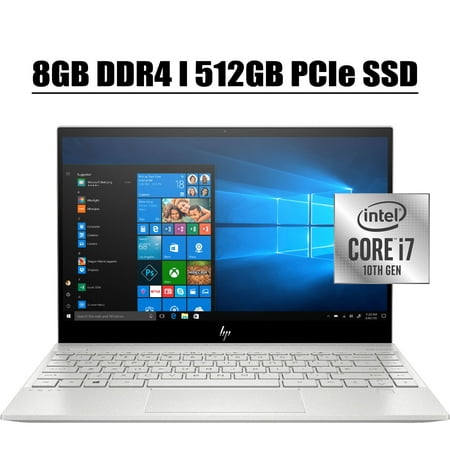 HP Envy 13 2020 Premium Laptop Computer I 13.3" 4K UHD IPS Touchscreen I 10th Gen Intel Quad-Core i7-1065G7 I 8GB DDR4 512GB PCIe SSD I Backlit Keyboard WIFI BT 5.0 HD Webcam Win 10