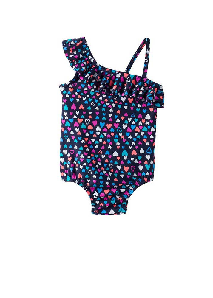 Osh Kosh Girls Multi Colored Heart One Piece Swimsuit Size 4 5 6 