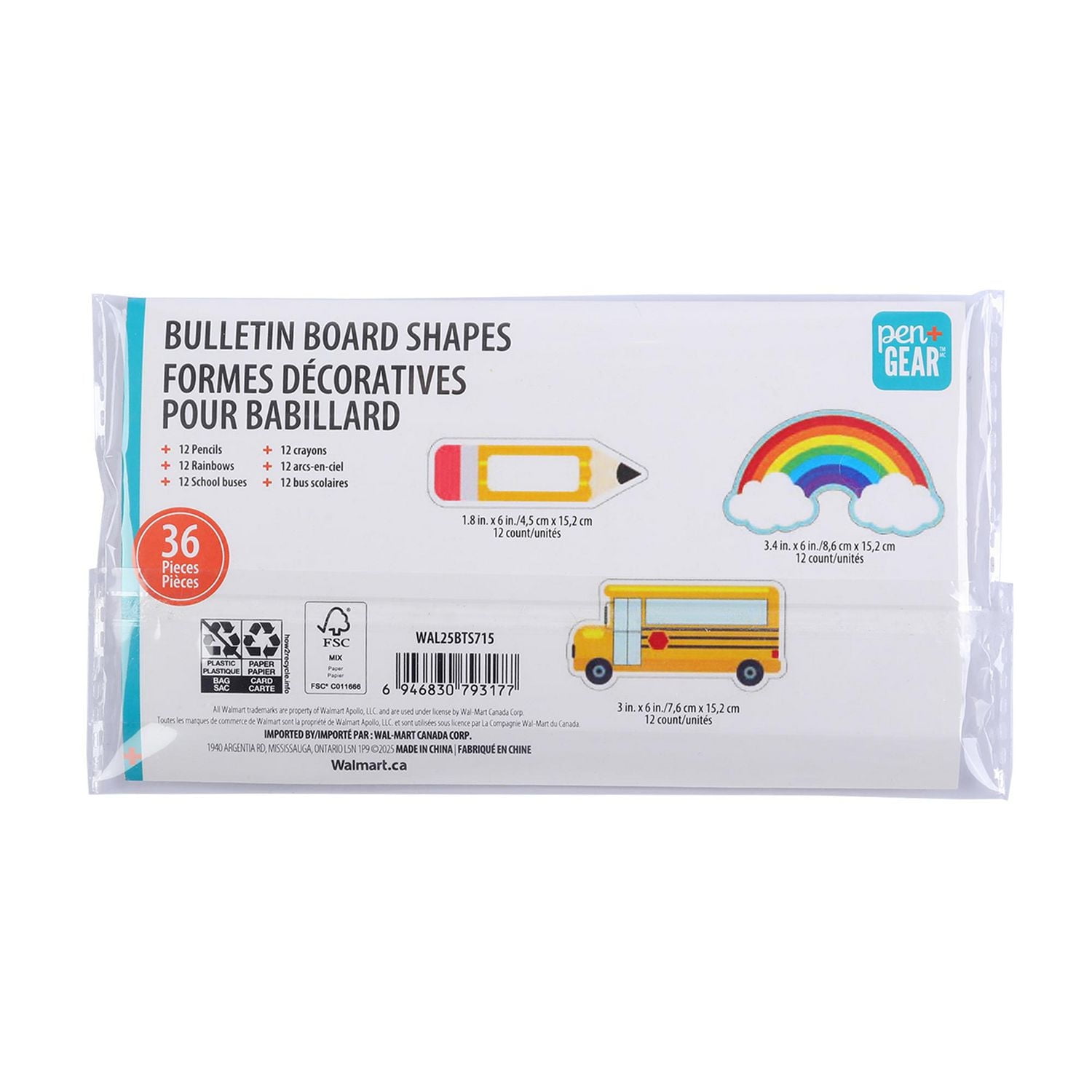 Pen+Gear Die Cut Bulletin Board Shapes, 3 Designs, 36 Count