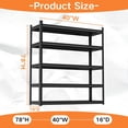 thumbnail image 2 of 5 Tier Storage Shelves, Garage Shelving, 40"W x 78"H Utility Kitchen Shelves, Adjustable Metal Outdoor Shelves for Pantry, Industrial, Basement , Bathroom, Warehouse, Closet & Home , Black, 2 of 3