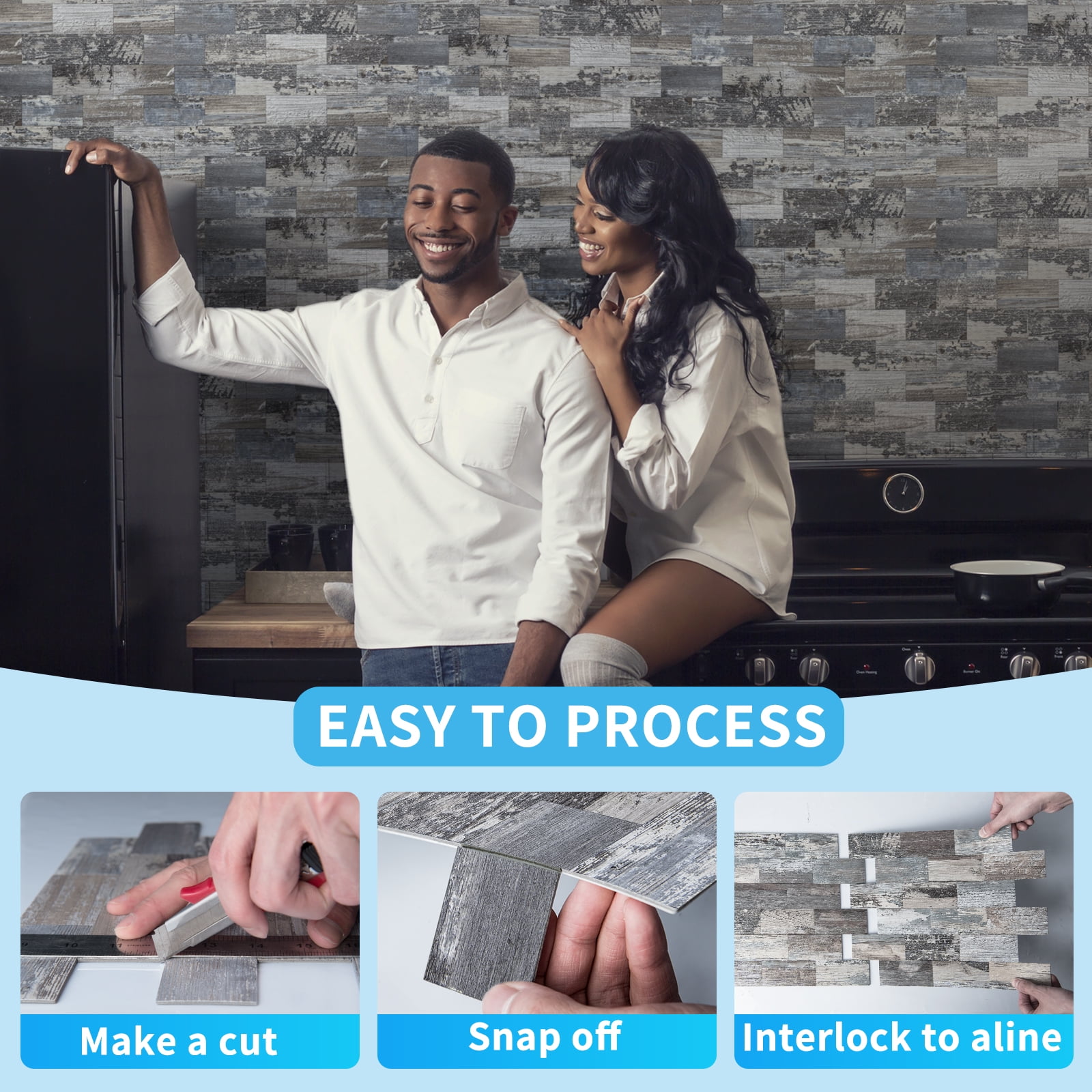 Art3d Peel and Stick Backsplash PVC Wall Tile, Stickon Tile for Kitchen Backplash, Bathroom Vanities, Fireplace Decor