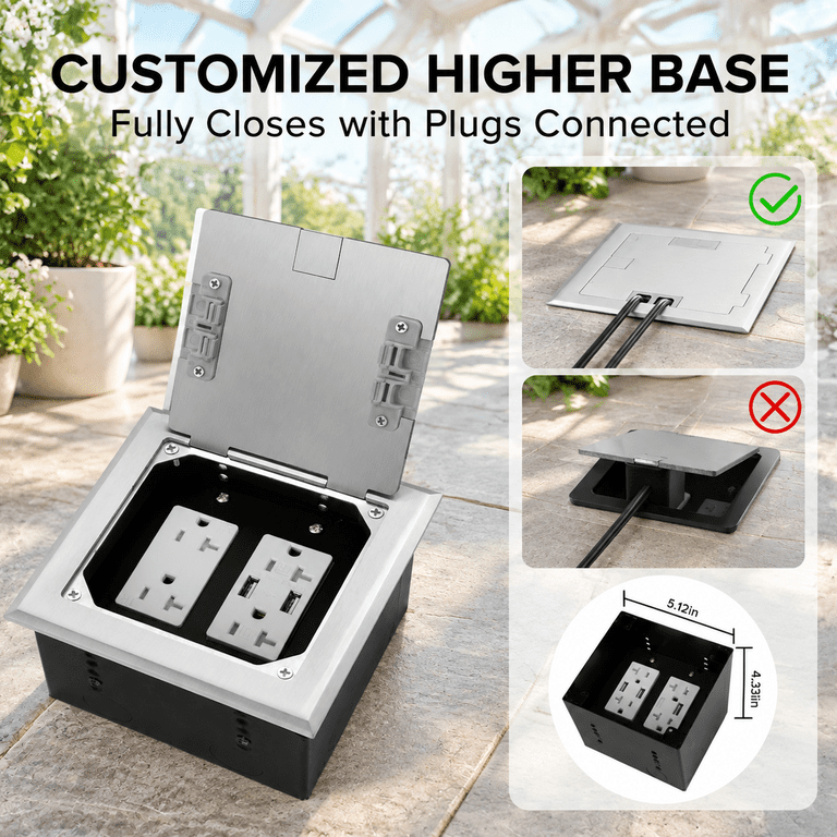 Recessed Floor Outlet With 4 * 20 Amp Tamper Resistant Receptacle ...