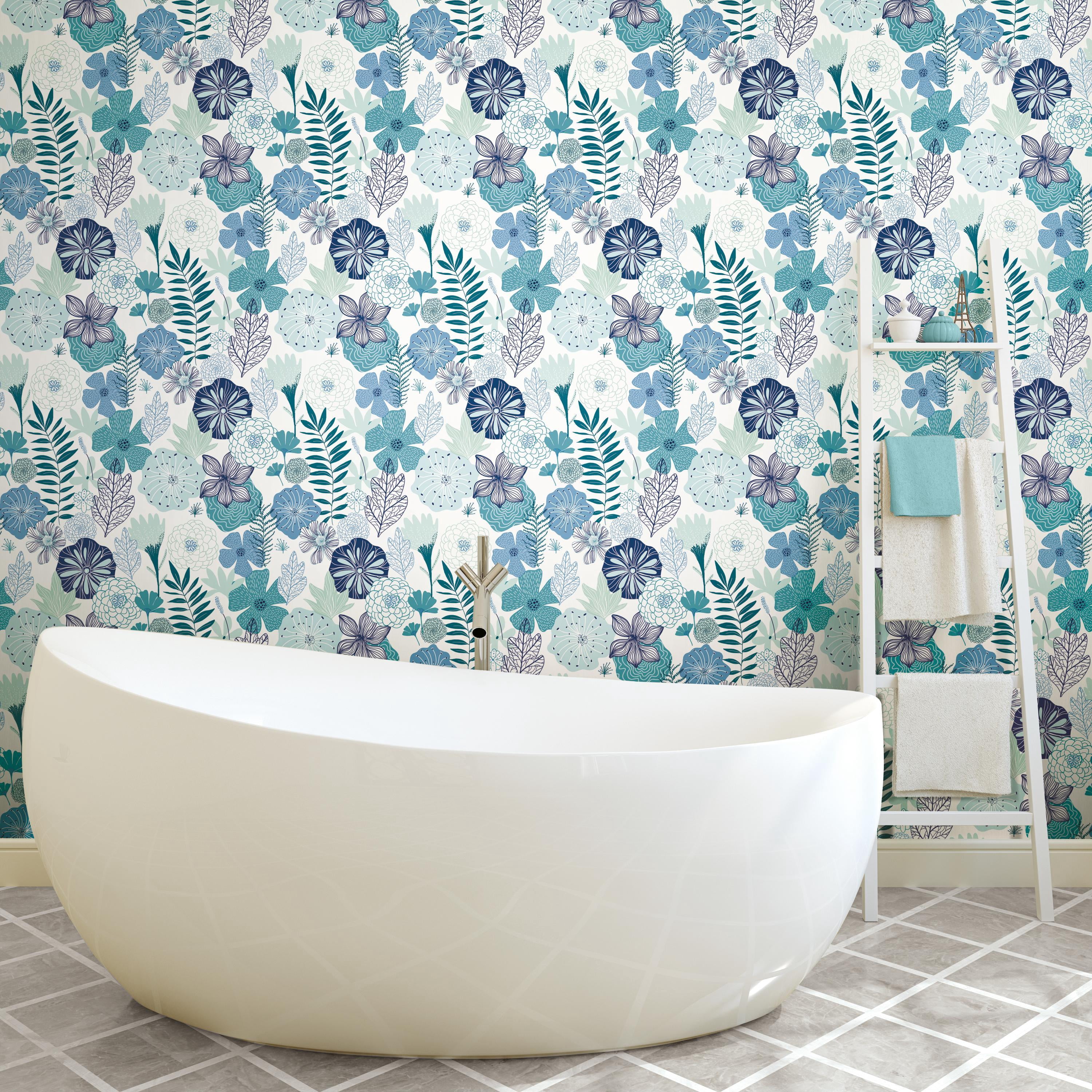 Buy RoomMates Blue Perennial Floral Blooms Peel and Stick Wallpaper