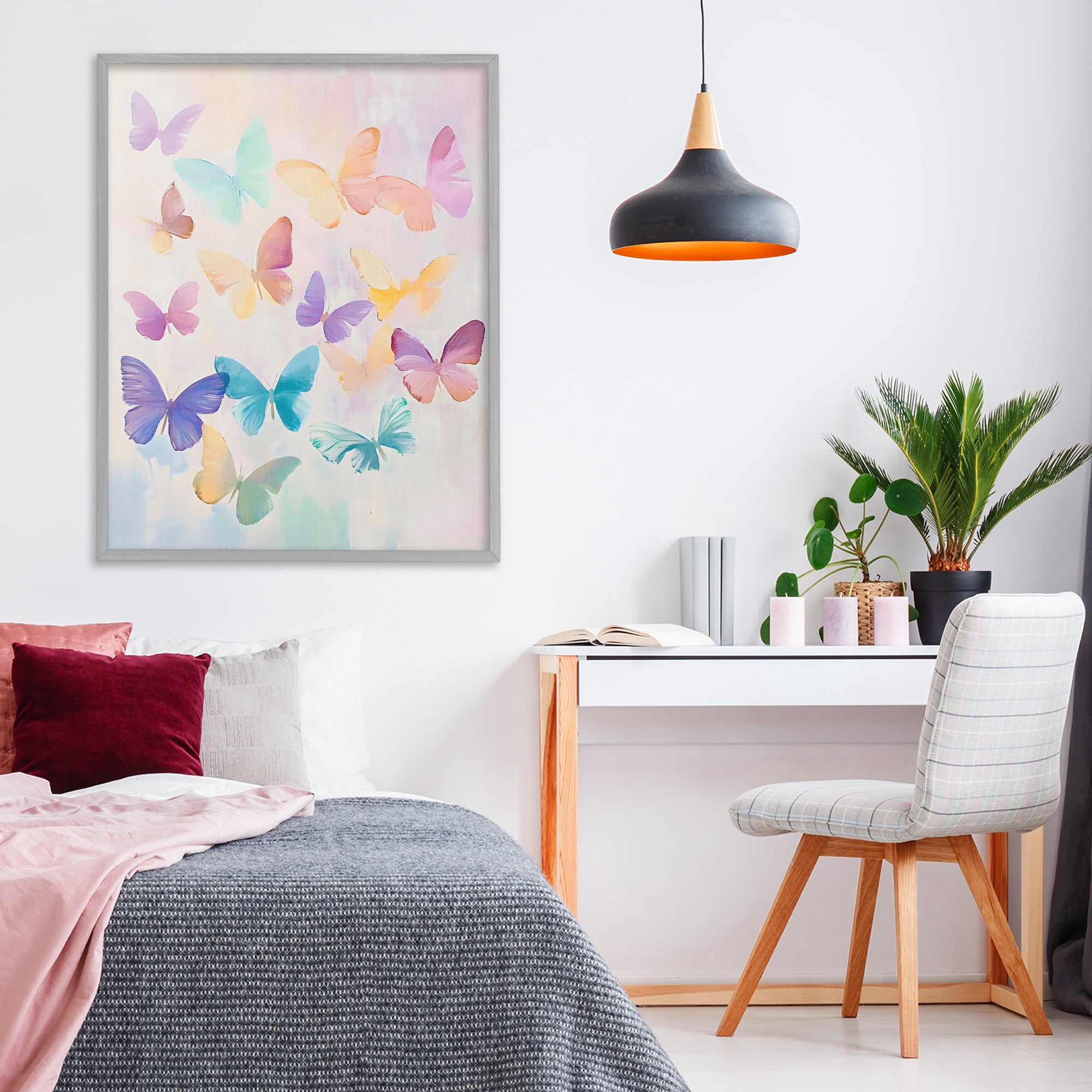 Stupell Industries Pastel Butterfly Dreams Gray Framed Giclee Art, design by The Prints Vibe