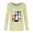 thumbnail image 4 of LYEAA Halloween Cute Graphic Tees for Women Long Sleeve Plus Size Crew Neck Regular Straight Cuff Casual Wear Ghost Holiday Clothes Khaki 2XL, 4 of 4