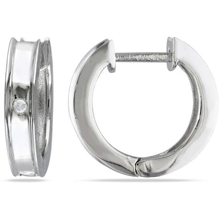 Miabella 0.02 Carat T.W. Diamond-Accent Sterling Silver Cuff Earrings