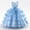 Blue, variant on Kids Girls Elegant Floral Embroidered Dress Layered Tulle Puffy Evening Gown with Bowknot for Formal Events