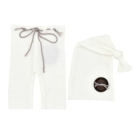 

Baby Boy Girl Pants Hat Set Knitted Trousers Long Tail Head Wrap Turban Beanie Cap Headwear Bonnet Crochet Costume Gifts