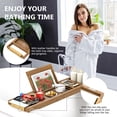 thumbnail image 6 of Bambloom Luxury Bathtub Tray,Bamboo Bathtub Table Tray with Premium Leather Grip and Non-Slip Pat,Walnut, 6 of 7