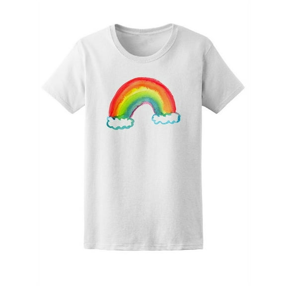 Cute Watercolor Rainbow Sketch T-Shirt Women -Image by Shutterstock, Female x-Large