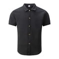 thumbnail image 5 of Mens Dress Shirts Summer Short Sleeve Jacquard Button Down Collared Business Casual Formal Work Shirt, 5 of 6