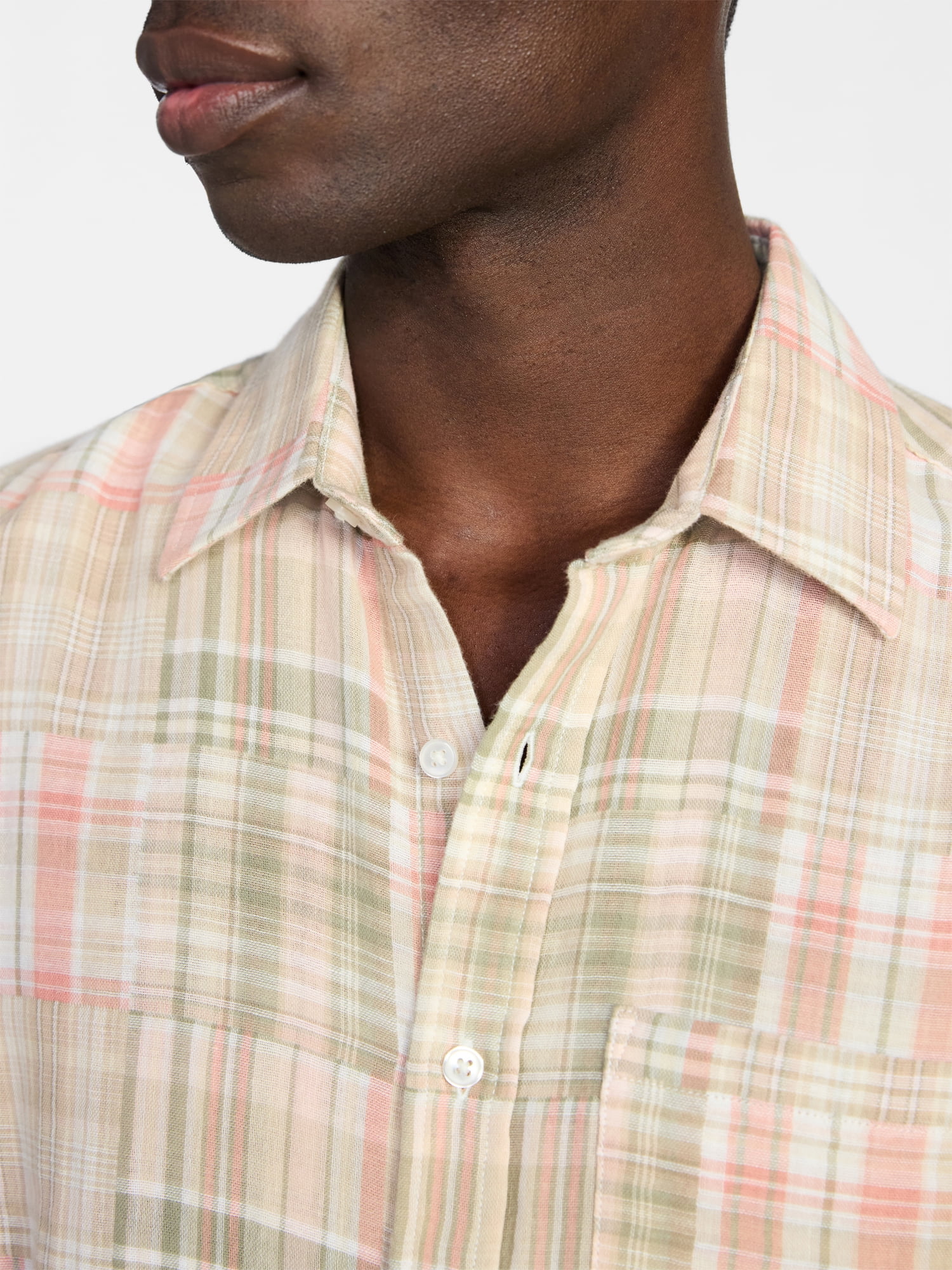 George Men's Patchwork Shirt with Short Sleeves, Sizes S-5XL