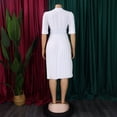 thumbnail image 6 of AURA Plus Size Women Pleated High Waist Midi Dress Half Turtleneck Button Elegant Autumn Dress, 6 of 8