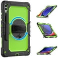thumbnail image 6 of 3 Layer Case for Samsung Galaxy Tab S9 Ultra 2023/S8 Ultra 2022 14.6", for Kids Heavy Duty Protective Case with Screen Protector & Stylus Holder & 360 Rotating Stand Hand/Shoulder Strap, Green+Black, 6 of 10