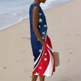 thumbnail image 4 of Summer Dresses for Women Independence Day Cotton Crew Neck Tank Long Dresses Casual Printed Back Zipper Beach Sundress with Pockets, 4 of 9