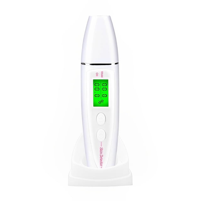 Jumpingount Probador de humedad de aceite de piel ABS, reemplazo alimentado por batería, Sensor Detector Digital de Control de botón profesional portátil Tratamientos faciales Blanco Jumpingount CE015699-02B