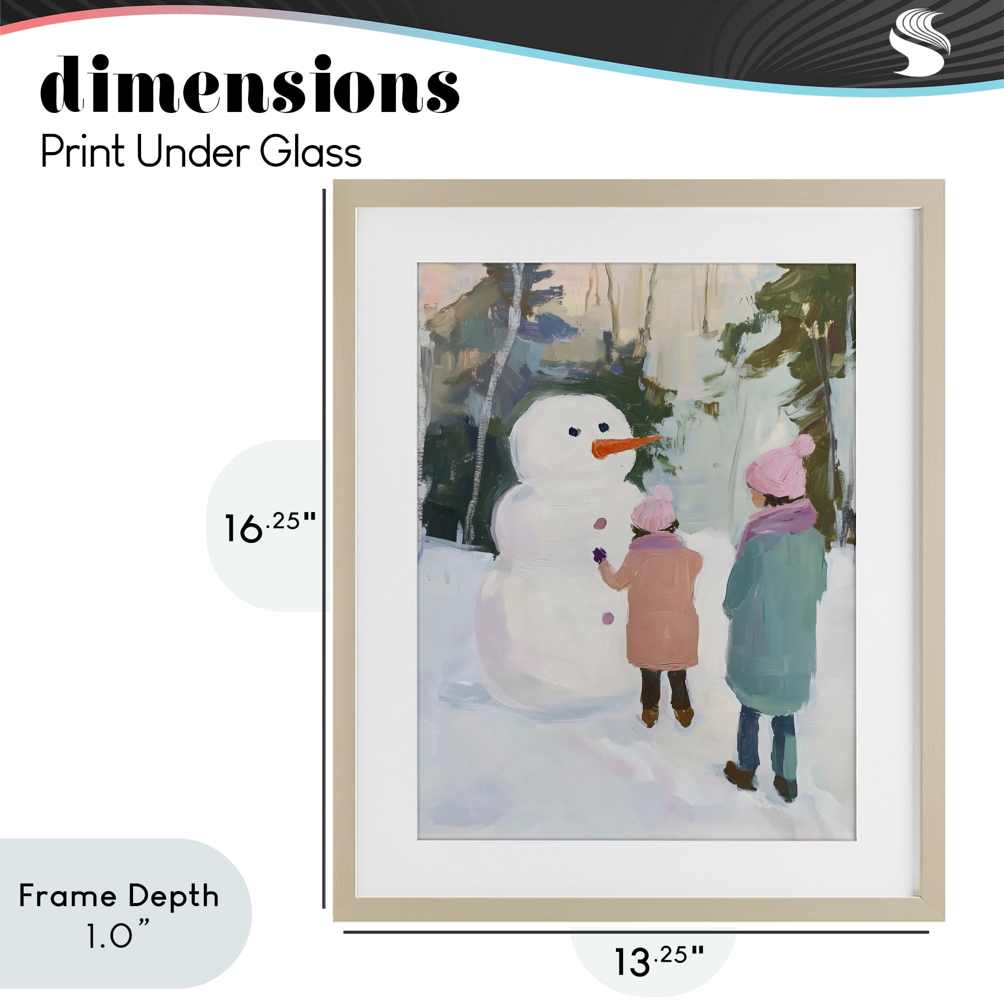 Stupell Industries Two Girls With Snowman Birch Framed Print Under Glass, design by The Prints Vibe