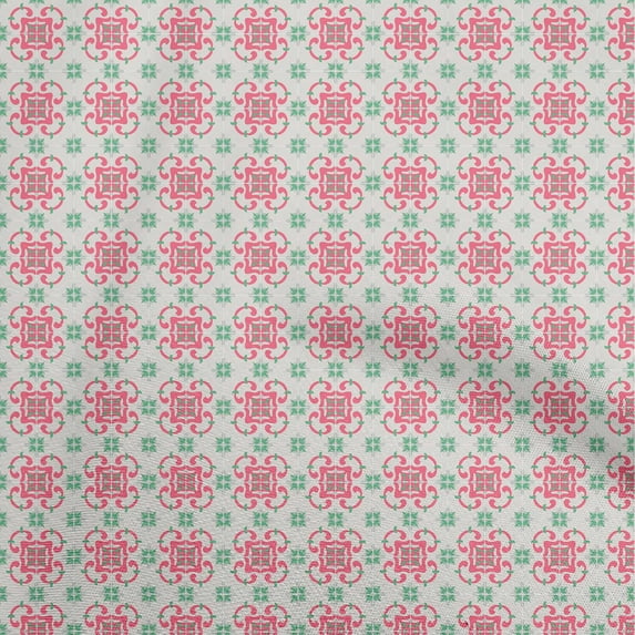oneOone Velvet Fuschia Pink Fabric Geometric Tile Traditional Craft Projects Decor Fabric Printed By The Yard 58 Inch Wide