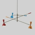thumbnail image 2 of Italian Style Three-Arms Brass Sputnik Balance Chandelier Light Fixture Raw Brass Matte Black Ceiling Fixture, 2 of 7