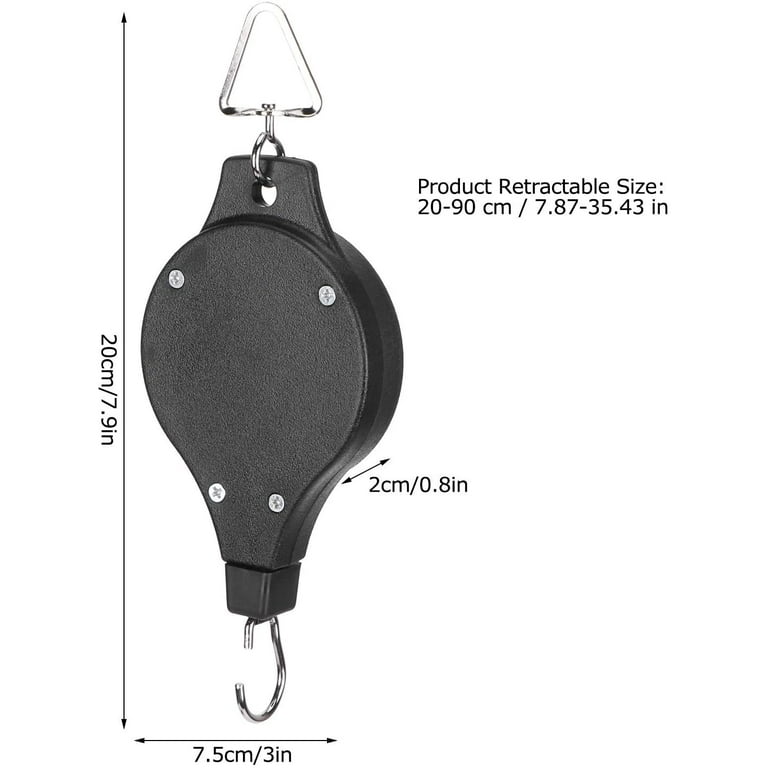 2 Pack Plant Pulley Retractable Hanger, Easy Reach Plant Pulley Adjustable  Height Wheel for Hanging Plants Heavy Duty, Indoor Outdoor Plant Hanger for  Garden Baskets Pots & Birds Feeder - Black 