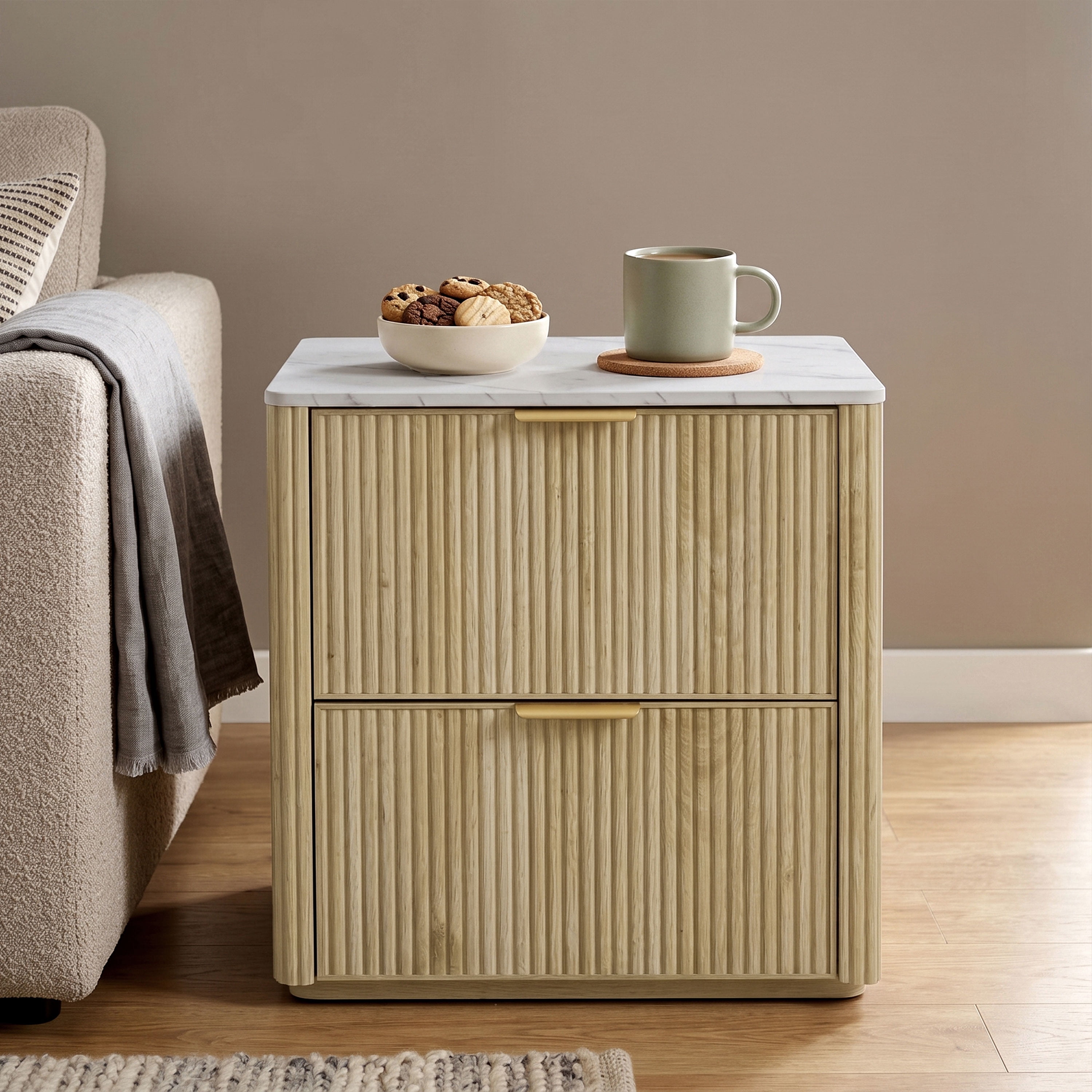 Furniture of America Elarin Modern Wood 1-Drawer Nightstand with Open Bottom Shelf, Natural