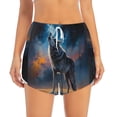 thumbnail image 2 of Rateoe Lonely Night Sky Wolf Printed 2 in 1 Women's Workout Shorts for Athletic Gym Running Shorts with Phone Pockets-Small, 2 of 7