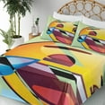 thumbnail image 3 of Ambesonne Emoji Fitted & Top Sheet Set with Shams, Pixel Art Happy Face Print, Mustard and Pale Green, 3 of 5