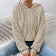 thumbnail image 5 of Women's Textured Knit Sweater Hooded Long Sleeve Pullover Warm Comfortable Winter Top Beige L, 5 of 7