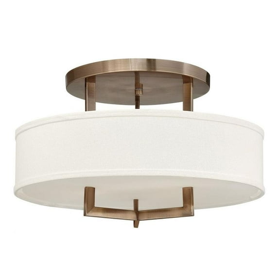 3 Light Medium Semi-Flush Mount in Transitional Style 20 inches Wide By 12 inches High-Brushed Bronze Finish-Incandescent Lamping Type Bailey Street